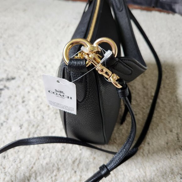 NWT Coach Black Leather Sutton Shoulder Crossbody Bag with Dust Bag - Picture 6 of 16